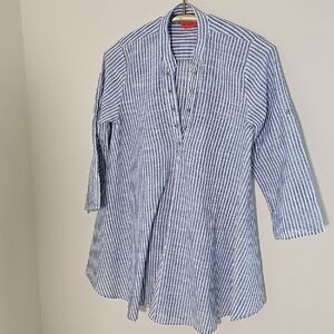 Cristina Blue and White Striped Womens Casual Shirt. Meduim